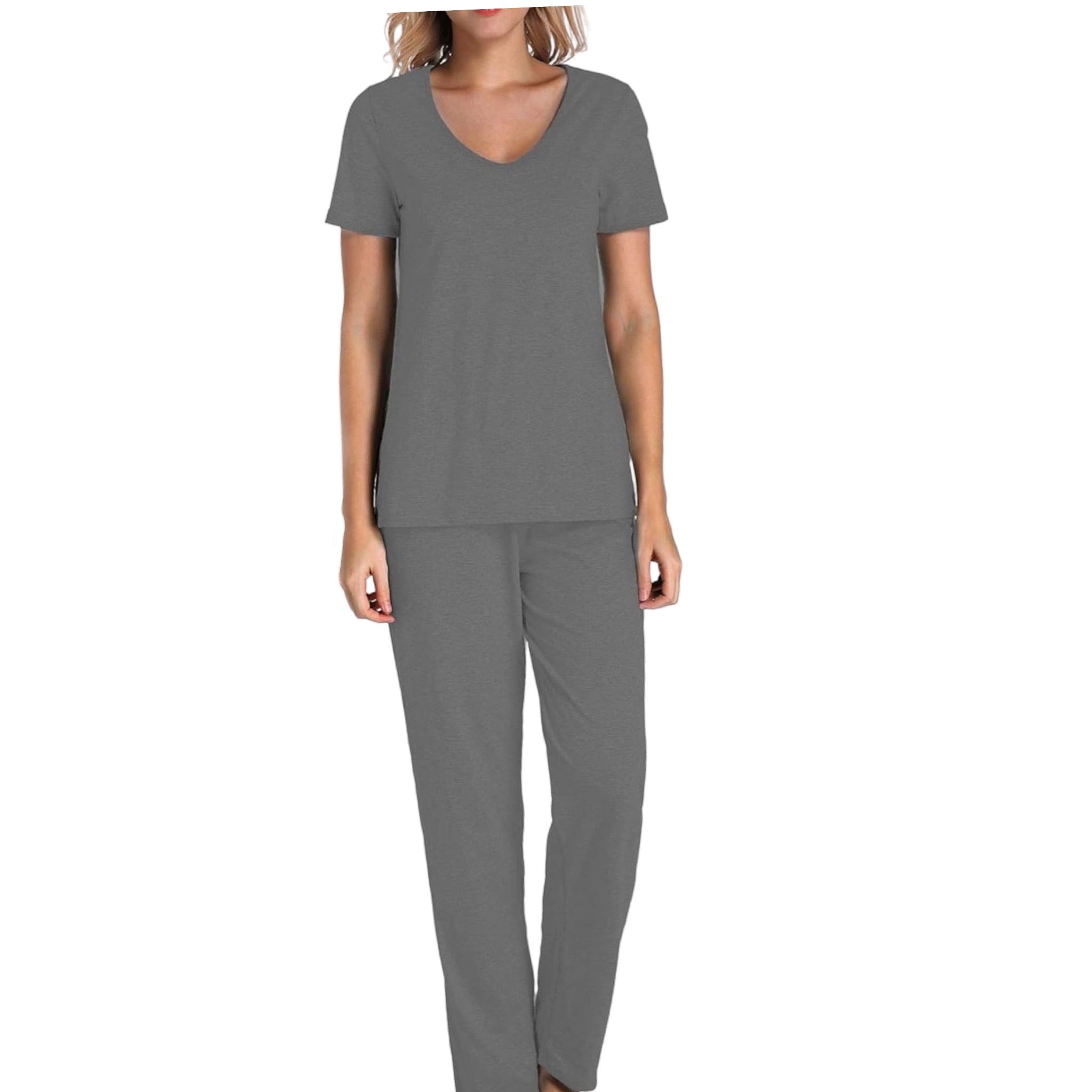 Pijama Capri con Blusa Cerrada Cuello en V y Manga Corta 548909