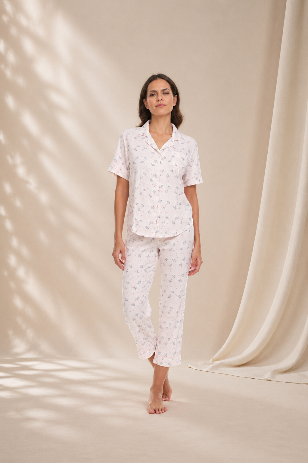 Pijama Pantalón Largo Blusa Camisera con Botones y Manga Corta Flora Nikrooz