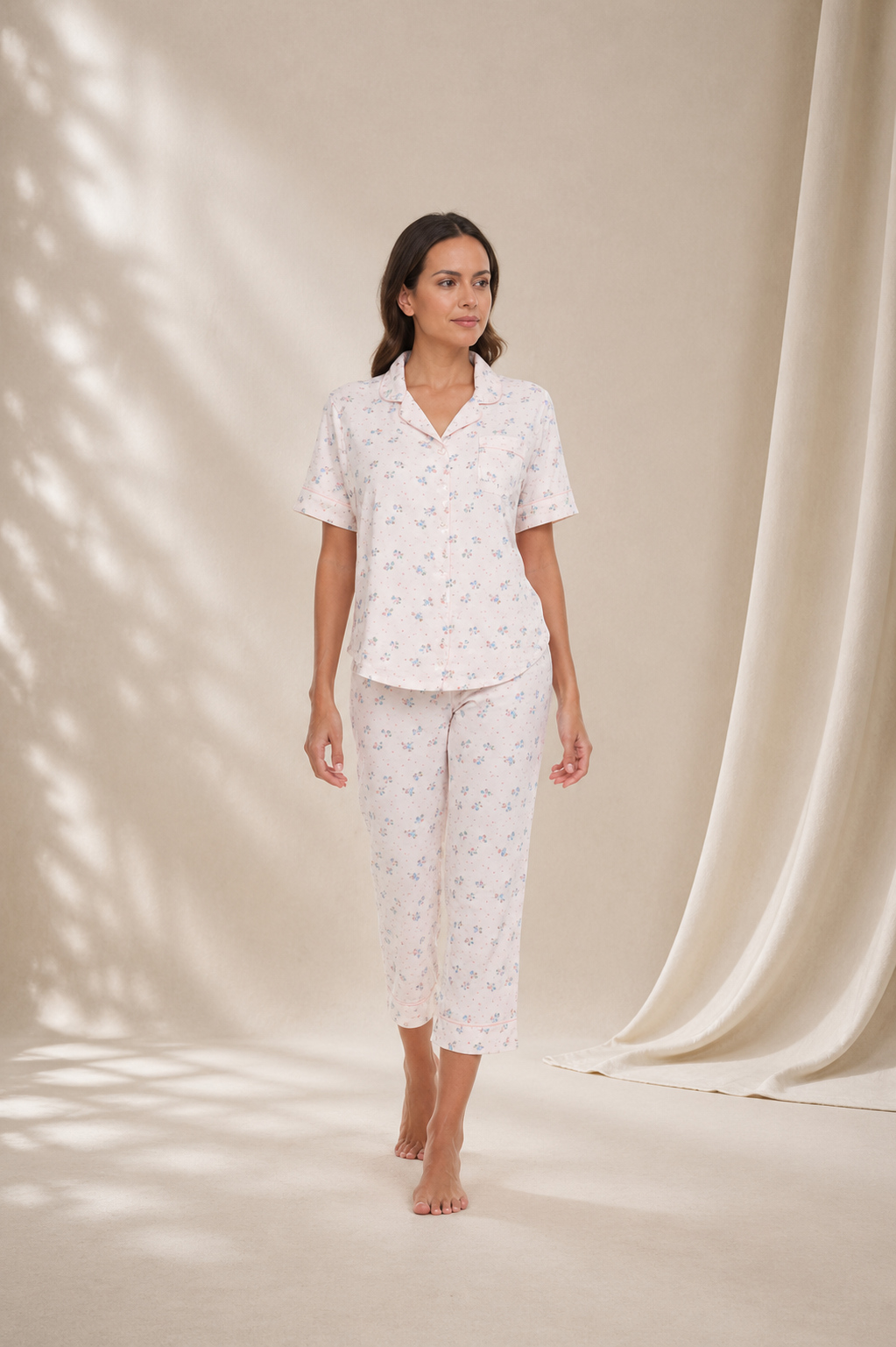 Pijama Pantalón Largo Blusa Camisera con Botones y Manga Corta Flora Nikrooz