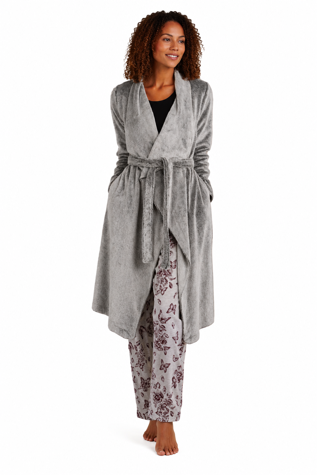 Bata Larga Gris Suave para Mujer René Rofé
