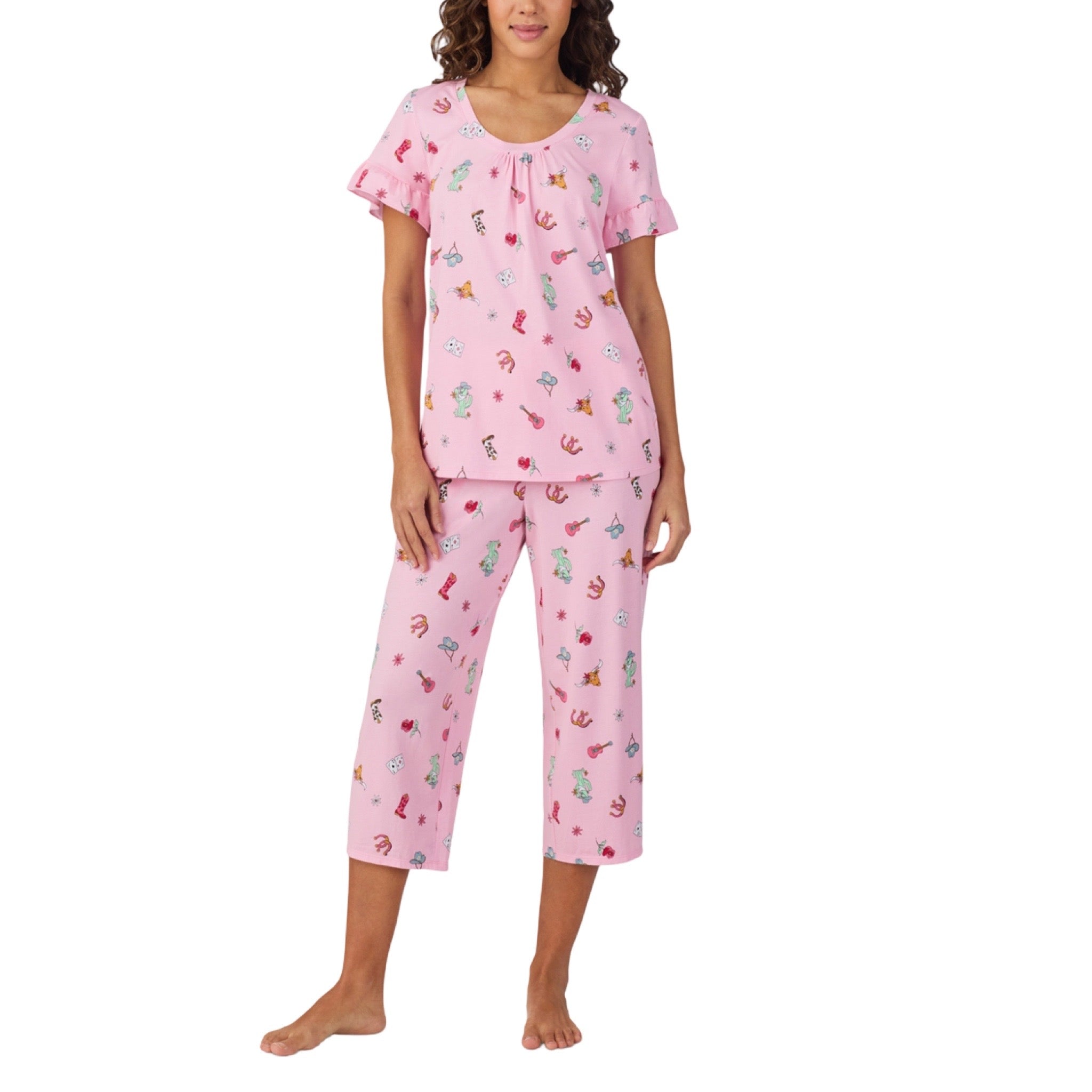 Pijama Capri Con Blusa Cerrada y Manga Corta CD40010 Cuddl Duds
