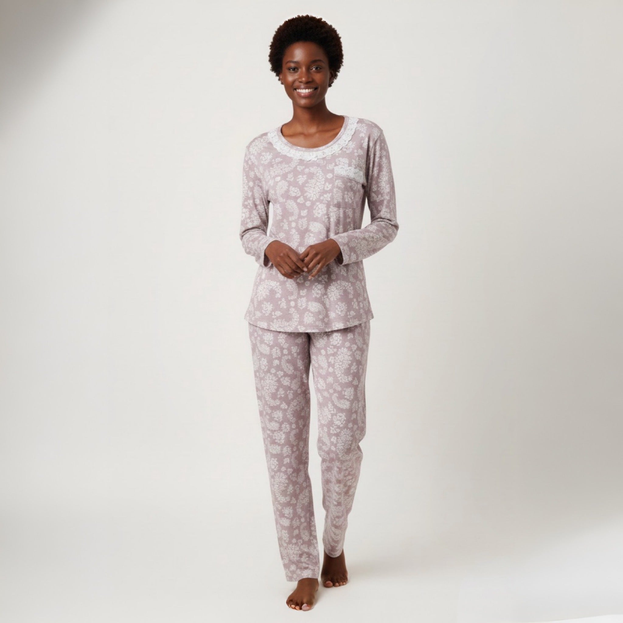 Pijama Pantalón Largo con Blusa Cerrada y Manga 3/4 578267 René Rofé