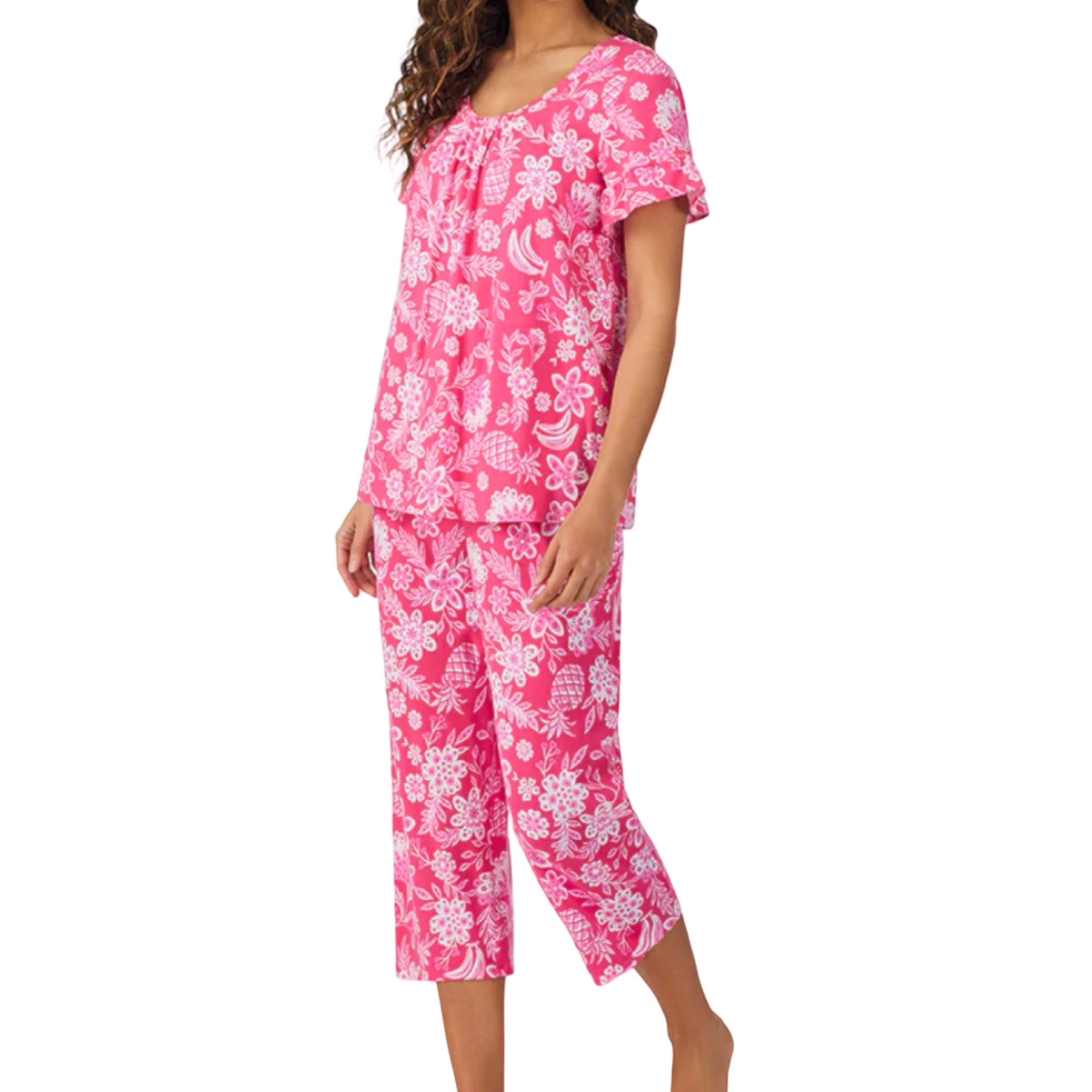 Pijama Capri Con Blusa Cerrada y Manga Corta CD40010 Cuddl Duds
