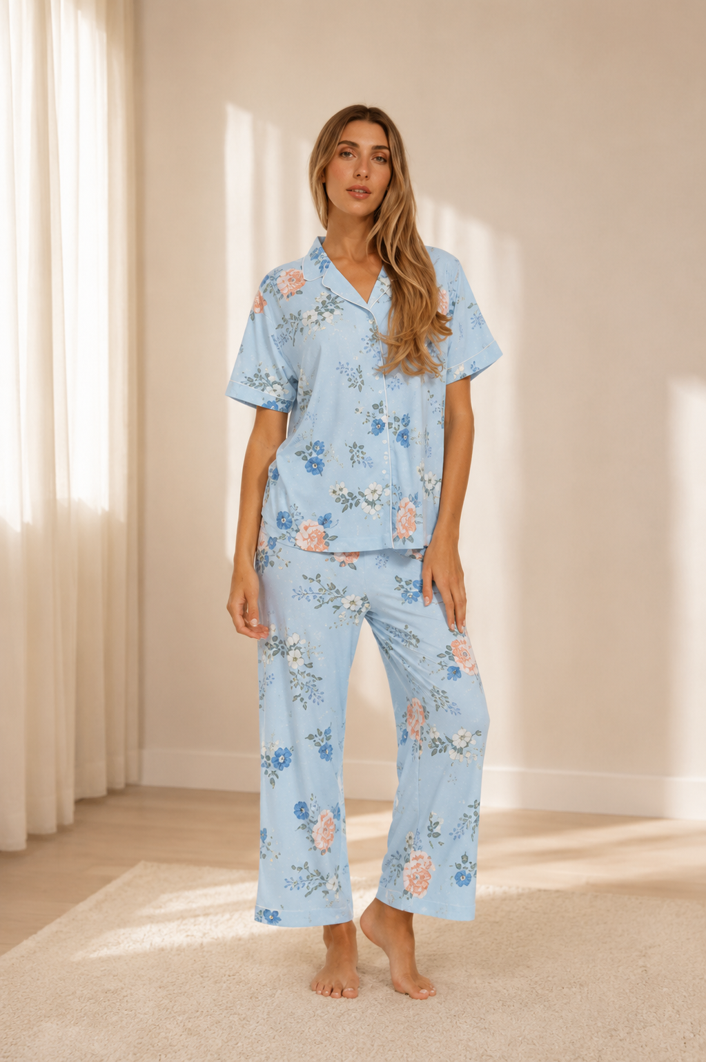 Pijama Capri Floral Azul Flora Nikrooz Mujer