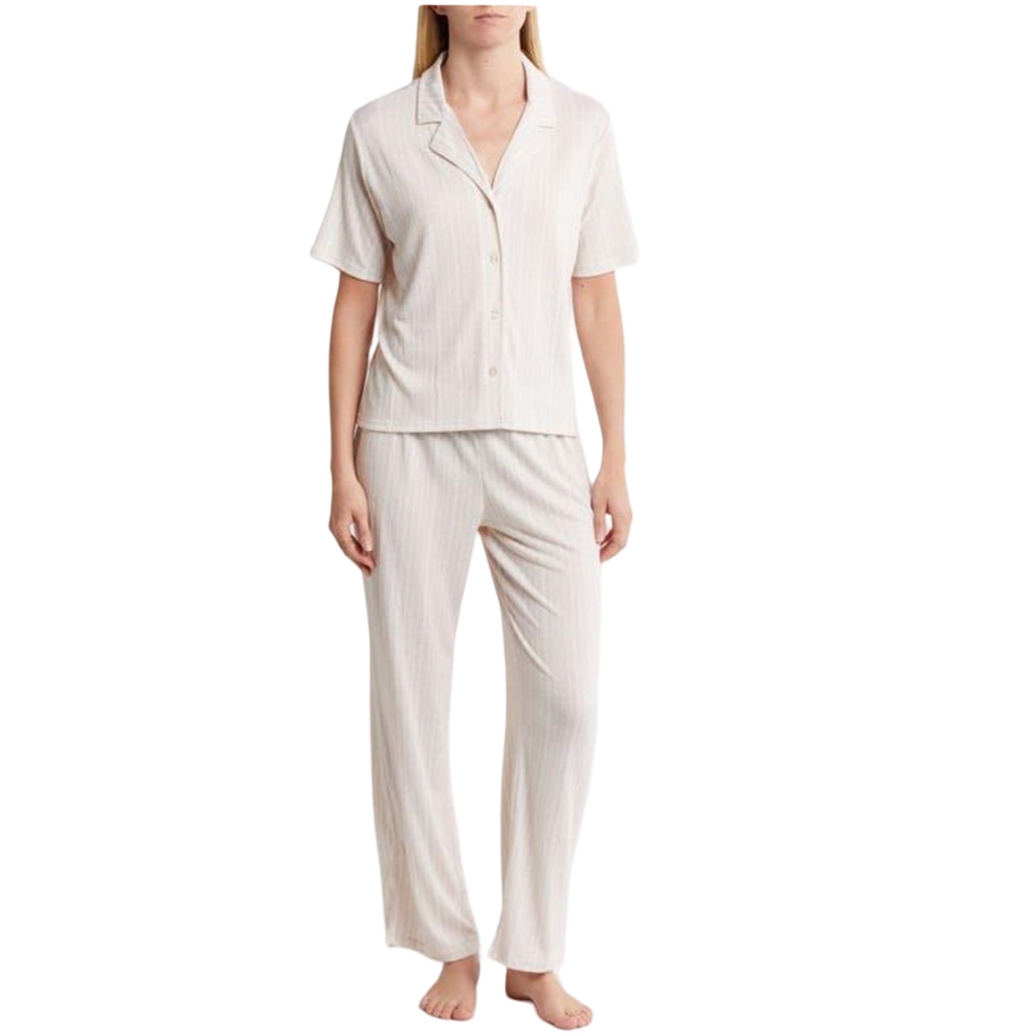 Pijama Pantalon Largo y Blusa Camisera con Botones y Manga Corta NM47 Nicole Miller