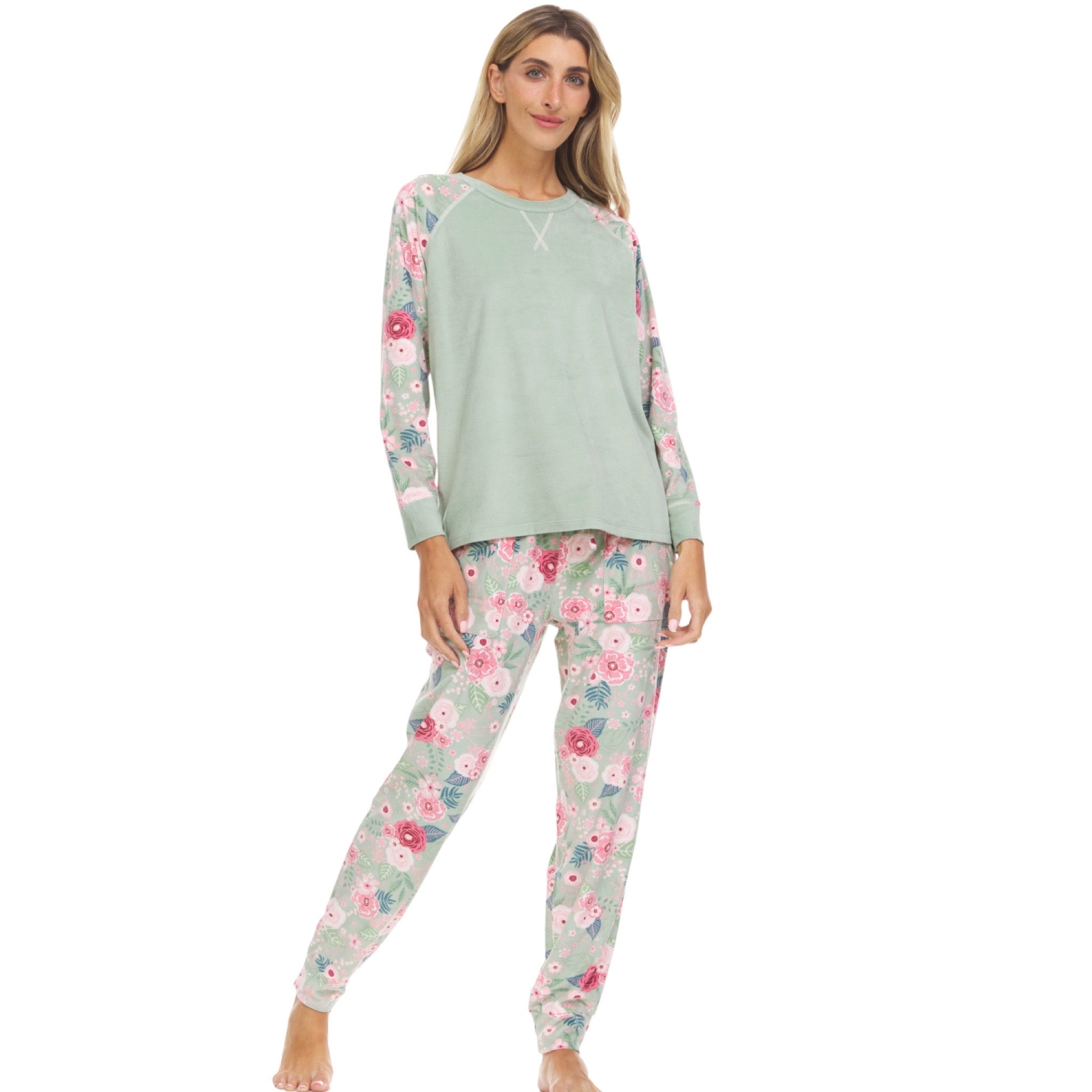 Pijama tipo Pants Pantalón Largo y Blusa cerrada con Manga Larga T90749 Flora Nikrooz