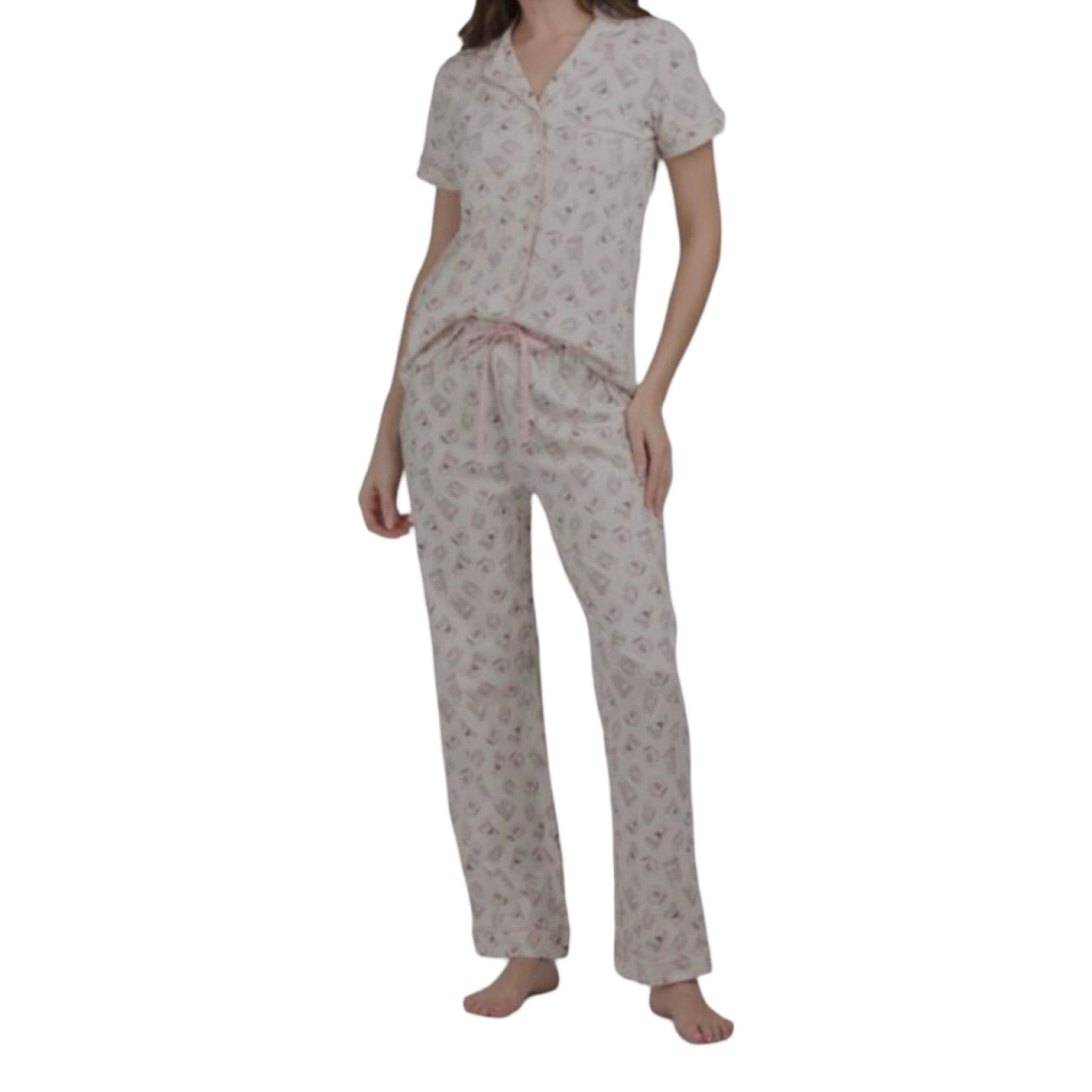 Pijama Pantalon Largo con Blusa Camisera y Manga Corta 558754 Poppy & Clay