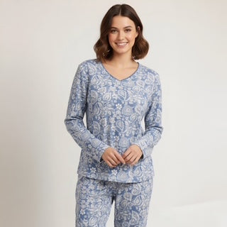 Pijama Pantalón Largo y Blusa cerrada Cuello en V y Manga Larga 558960 René Rofé