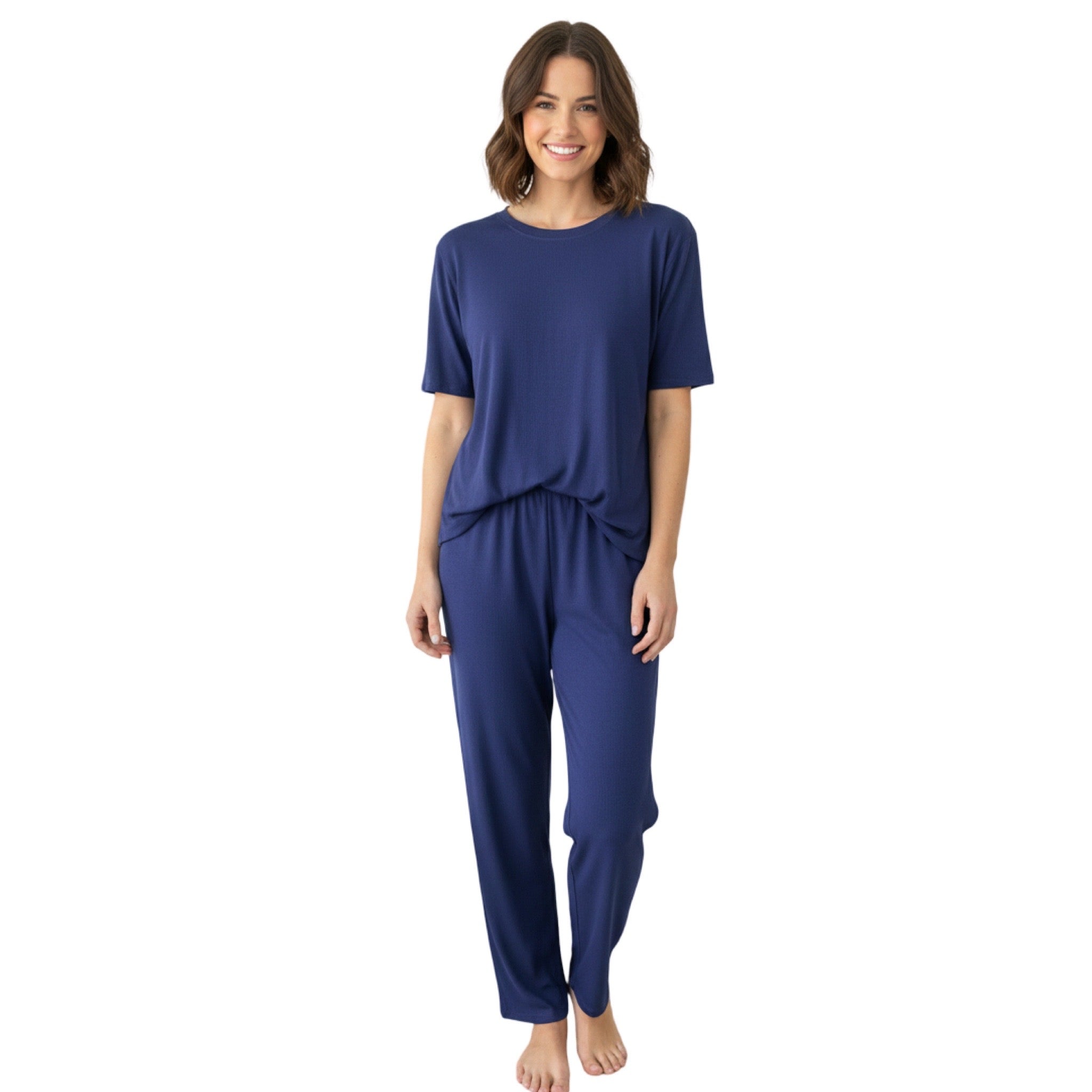 Pijama Pantalón Largo y Blusa Cerrada con Manga Corta L001