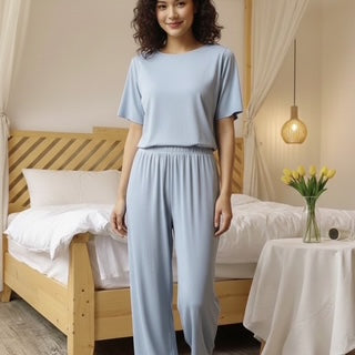 Pijama Pantalón Largo y Blusa Cerrada con Manga Corta L001