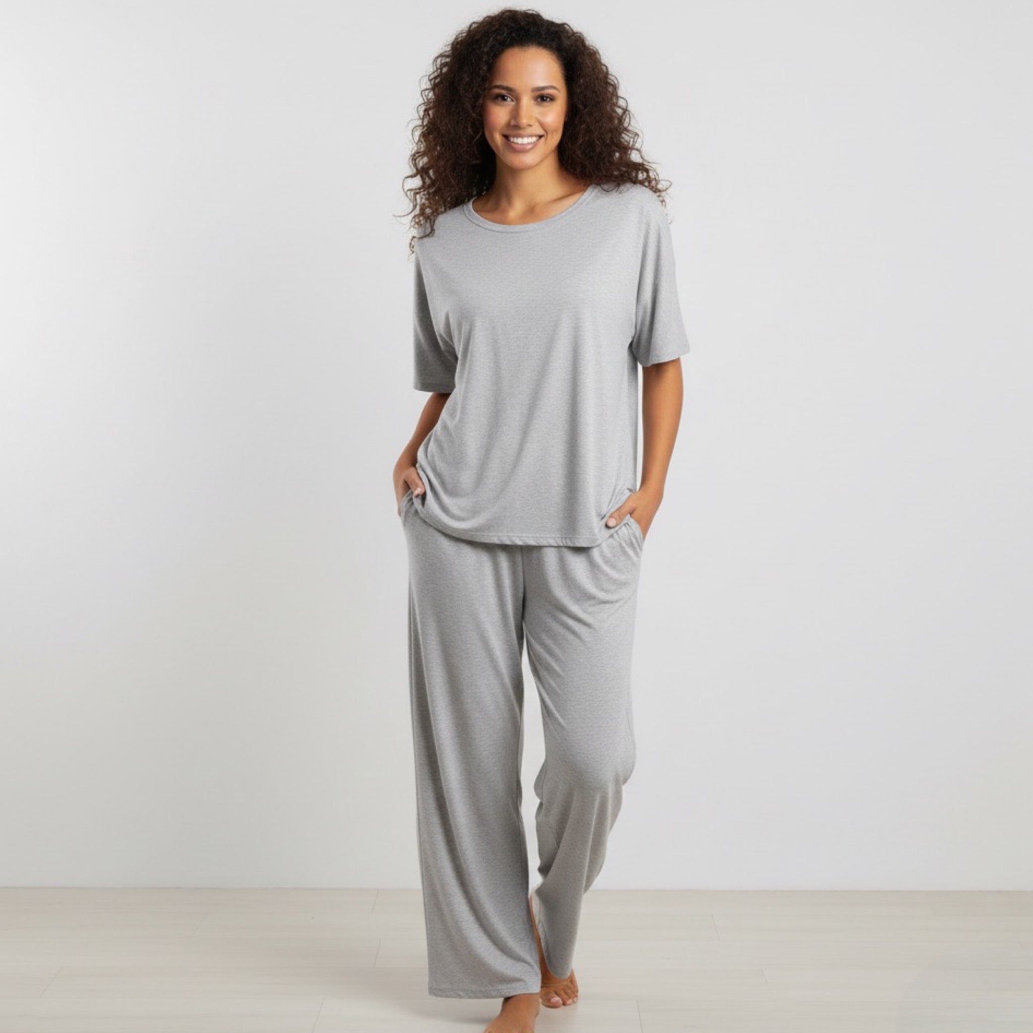 Pijama Pantalón Largo y Blusa Cerrada con Manga Corta L001