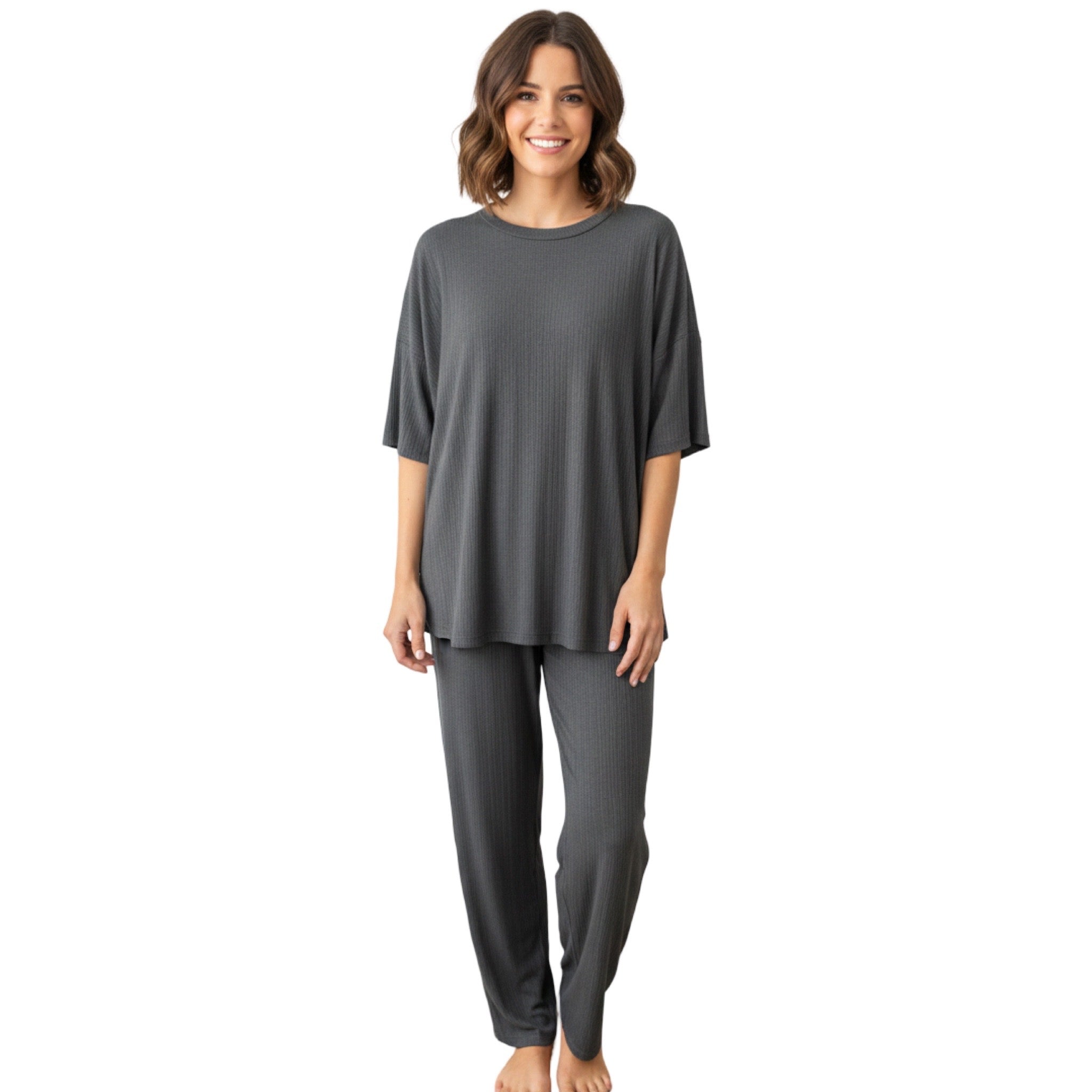 Pijama Pantalón Largo y Blusa Cerrada con Manga Corta L001