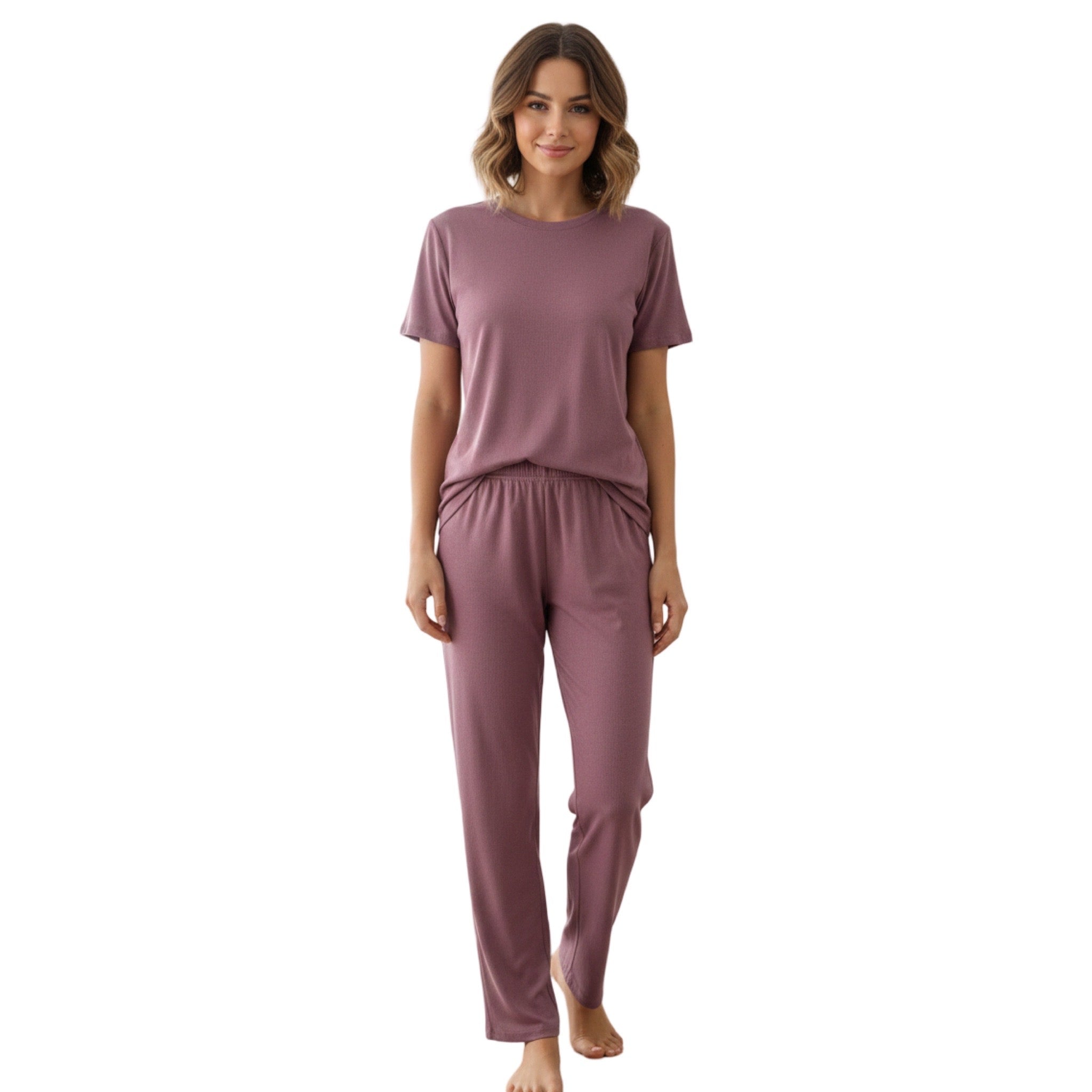 Pijama Pantalón Largo y Blusa Cerrada con Manga Corta L001