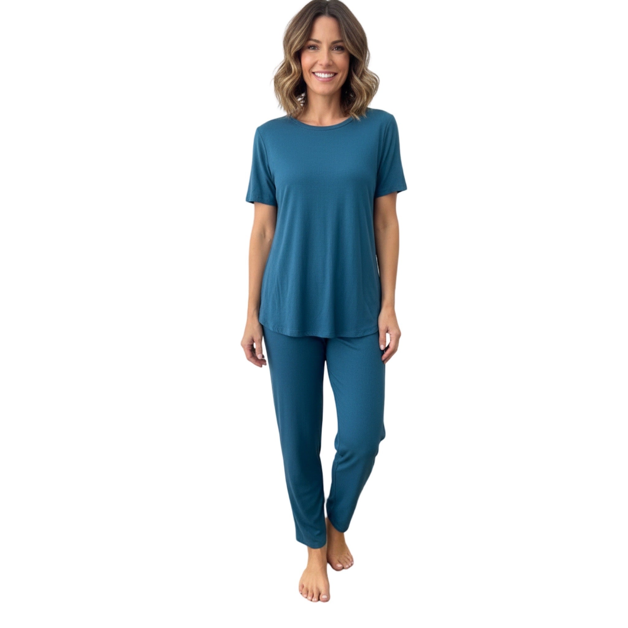 Pijama Pantalón Largo y Blusa Cerrada con Manga Corta L001