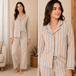 Pijama Pantalón Largo y Blusa Abierta con Botones y escote en V y Manga Larga T91299 Flora Nikrooz