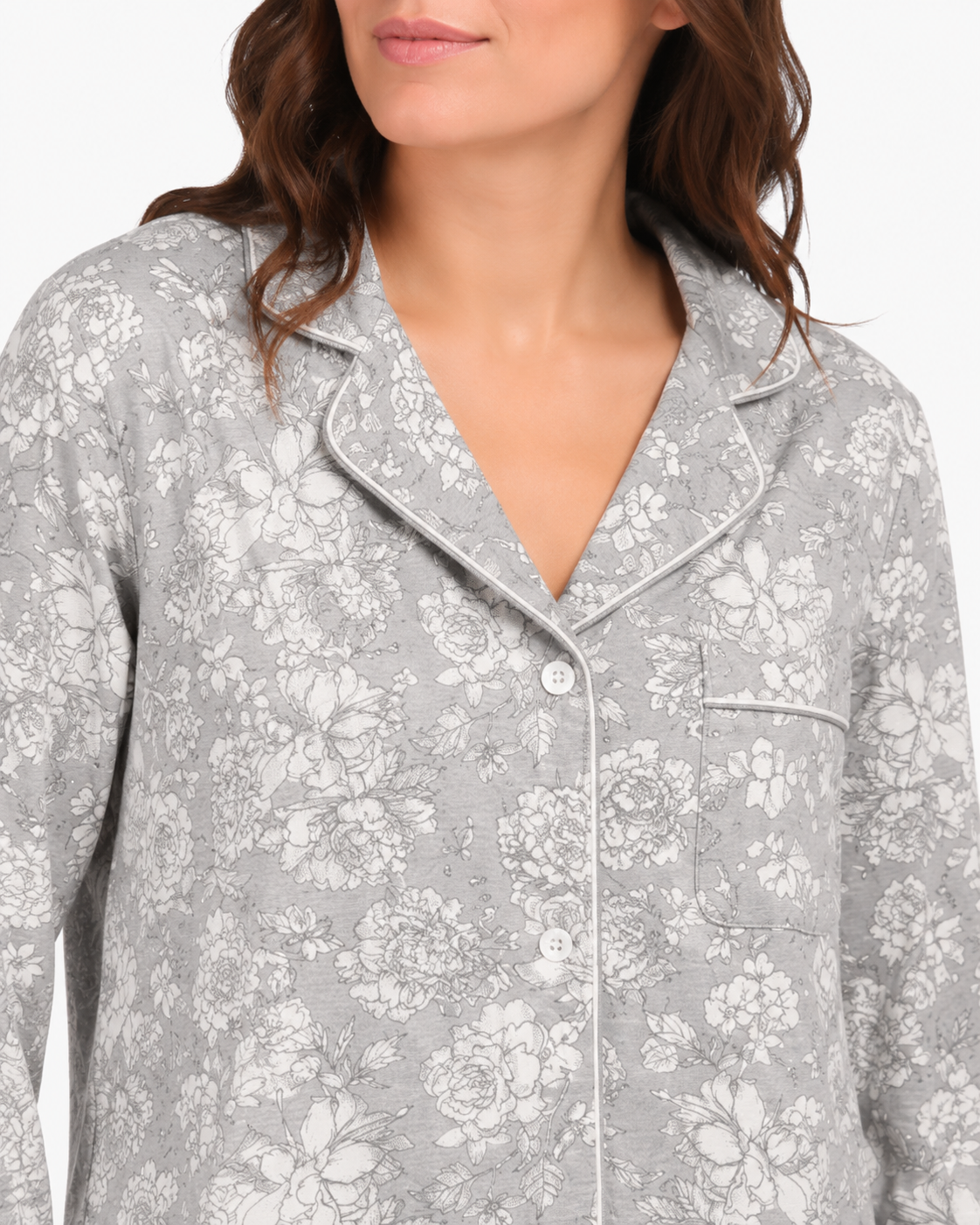 Camisa de Dormir Floral Gris Poppy & Clay