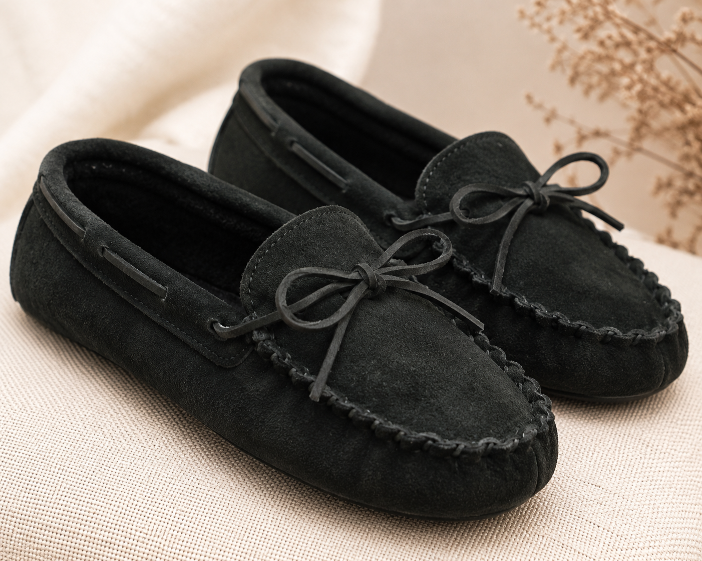 Pantuflas Tipo Mocasín Negras Easy para Mujer
